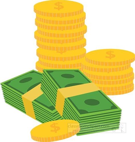 Money Clipart-stack of money with gold coins clipart