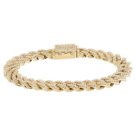 14 Karat Yellow Gold Square Cuban Link Bracelet For Sale At 1stDibs