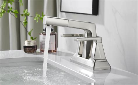 Miaohui Brushed Nickel Bathroom Sink Faucet Hole Double Handle