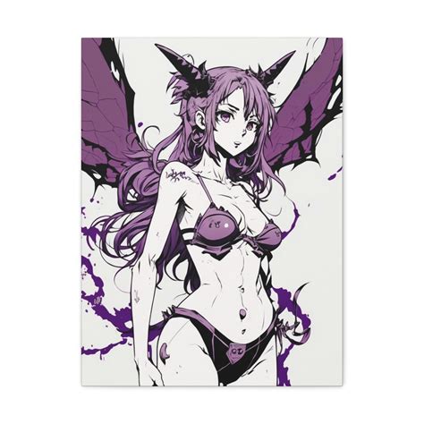 Goth Succubus Anime Girl Lewd Bikini Hentai Waifu Lewd Etsy