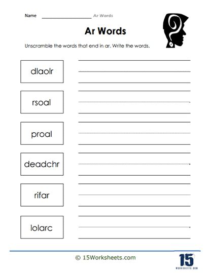 ar Words Worksheets - 15 Worksheets.com