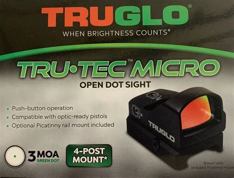 Truglo Tru Tec Micro Green Dot 1x23mm 3 Moa 4 Post Mount Tg8100g Red Dot Used 788130027073 Ebay