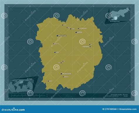 Notranjsko Kraska Slovenia Solid Labelled Points Of Cities Stock