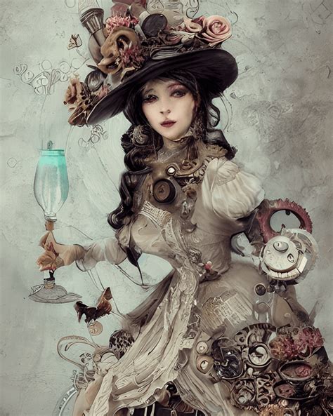 Dame Steampunk Hyper R Aliste En Grande Robe Victorienne Creative Fabrica