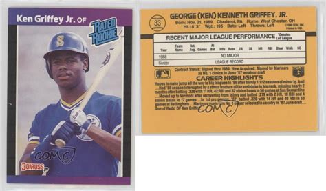 1989 Donruss 33 Ken Griffey Jr Seattle Mariners Jr Rc Rookie Baseball