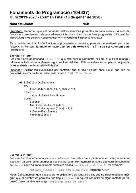 2019 2020 Final FP ED Solucio Fonaments de Programació 104337 Curs