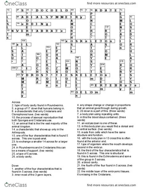 Biol Lecture Biol Lecture Chapter Crossword Oneclass