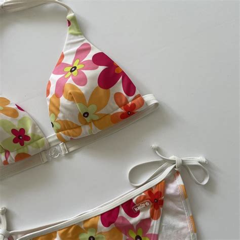 Vintage Floral Bikini Prettiest Colours Bold Depop