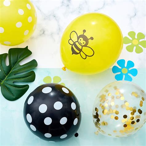 Happy Bee Day Balloons Pcs Bee Polka Confetti Latex Balloons Black