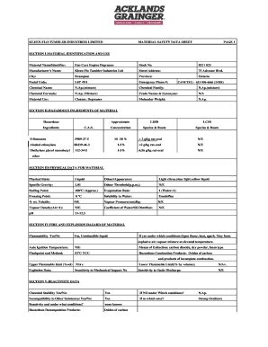 Fillable Online Msds Agi Kleen Flo Tumbler Industries Limited Material