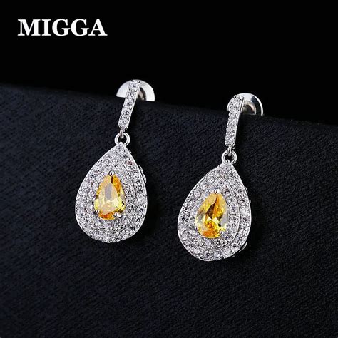 Migga Exquisite 2 Color Aaa Cubic Zirconia Crystal Water Drop Earrings