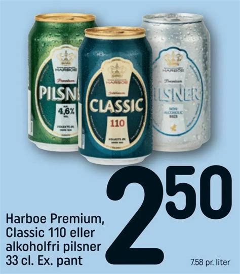 Harboe Premium Classic 110 Eller Alkoholfri Pilsner Tilbud Hos Rema 1000