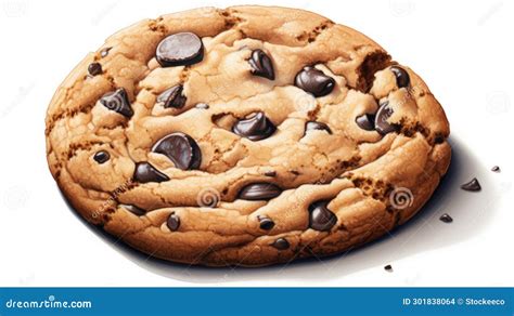 Hyper-realistic Chocolate Chip Cookie Drawing with Bold Black Lines ...