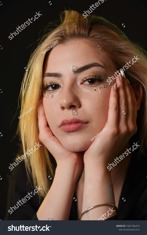 Portrait Blonde Girl Black Background Isolated Stock Photo 1681766473 Shutterstock