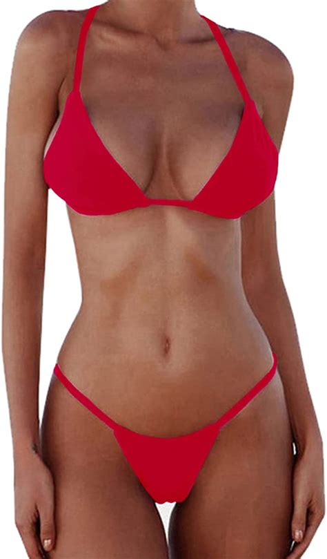 OSLEI Bikini Set Bandage Solid Brazilian Swimwear Two Pieces Swimsuit