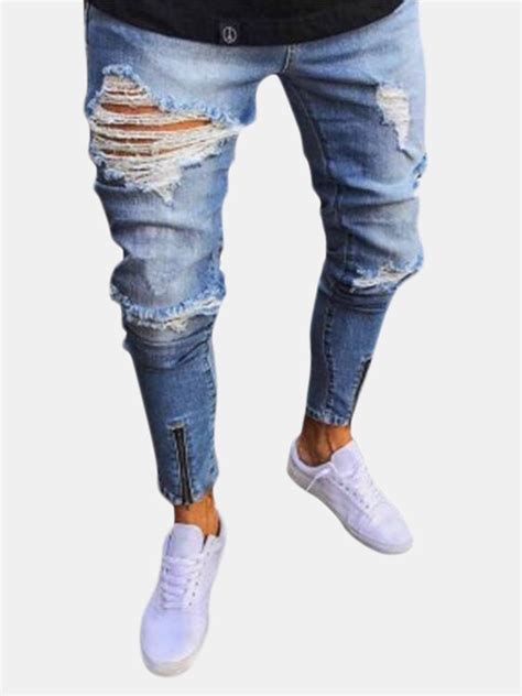 Jeans Dechire Pas Cher Pantalon Homme Jeans Dechire Slim Fit Pas Cher Denim Fermeture