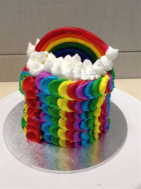 Rainbow Cake With Vibrant Frosting