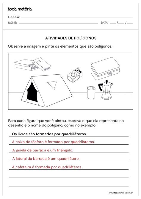 Folhas De Atividades Polígono - Atividades de polígonos (para imprimir) - Toda Matéria