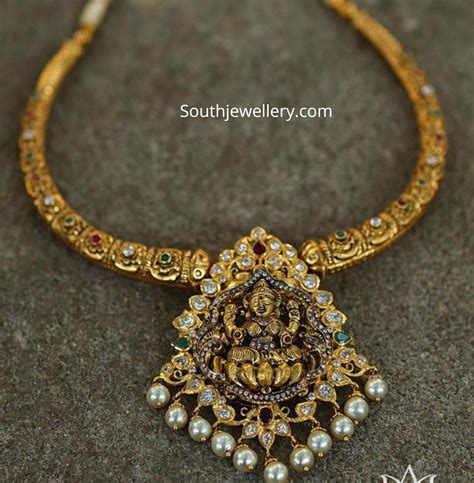 Antique Nakshi Kante Necklace With Lakshmi Pendant Indian Jewellery