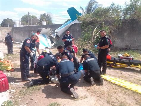 Pánico al poniente de Mérida se desploma avioneta hay 2 heridos