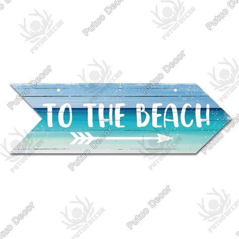 Putuo Decor Beach Arrow Wooden Wall Plaque Sign Beach Seaside Road