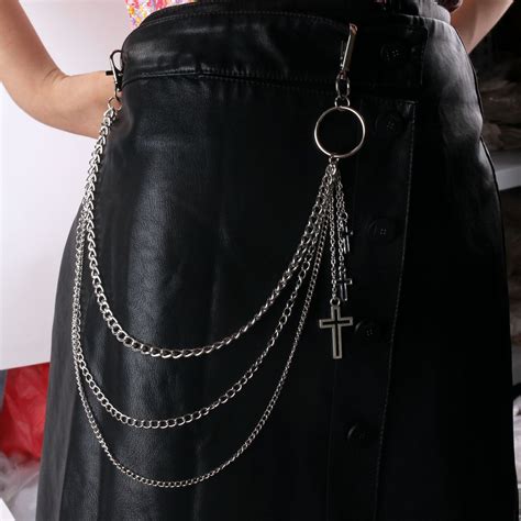 Punk Keys Chain For Pants Women Men Cross Keychain Clip On Chains Pants