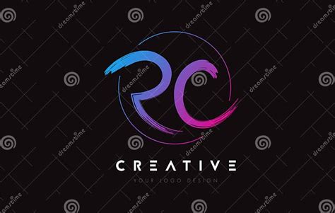 Creative Colorful Rc Brush Letter Logo Design Artistic Handwritten Letters Logo Concept Stock