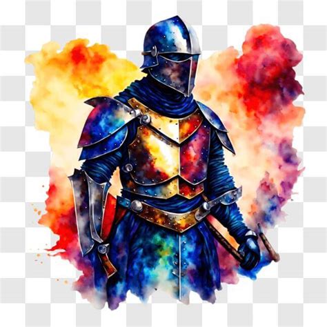 Télécharger Peinture colorée d un chevalier en armure avec un fond d