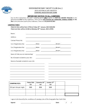 Fillable Online Camping Registration Form Fax Email Print Pdffiller