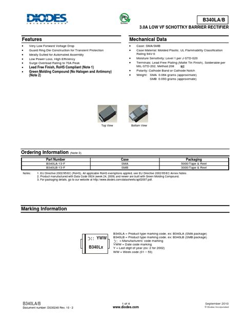 B Lb Diodes Incorporated Rectifier Hoja De Datos Ficha T Cnica