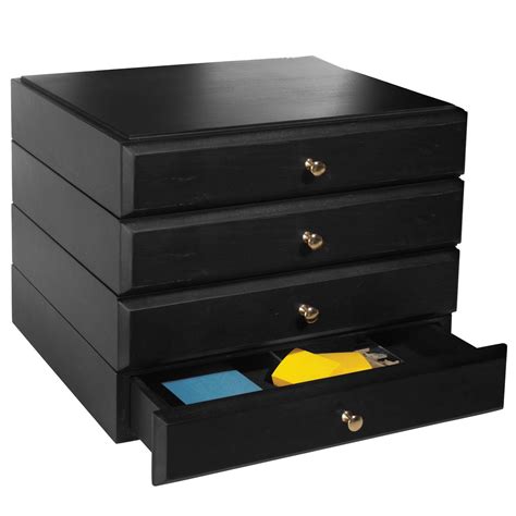 Bindertek Stacking Supply Drawer Set Of 4 Black Stacking Wood Desk