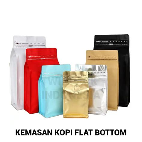 Jual Kemasan Kopi Gram Ziplock Flat Bottom Valve Zipper