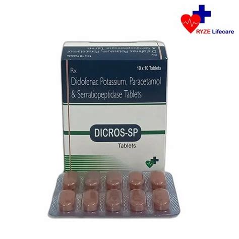 Dicros Sp Diclofenac Potassium Paracetamol Serratiopeptidase Tablet 50 Mg Id 2850972850730