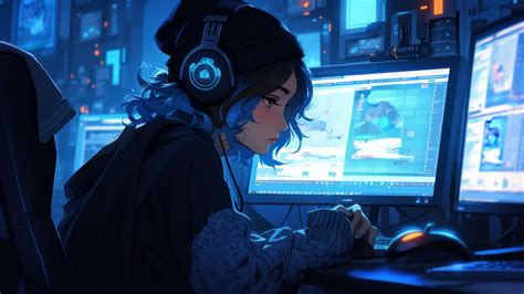 Anime Girl Headphones Desktop 4K #7031l Wallpaper iPhone Phone