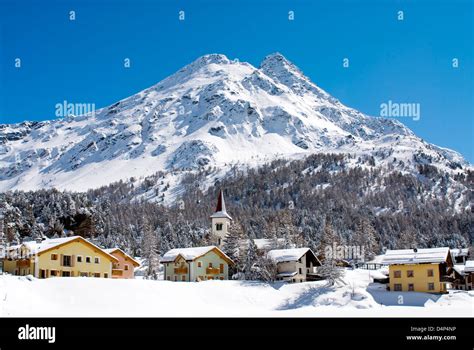 Village Maloja at Lake Sils in Winter, Switzerland Stock Photo - Alamy