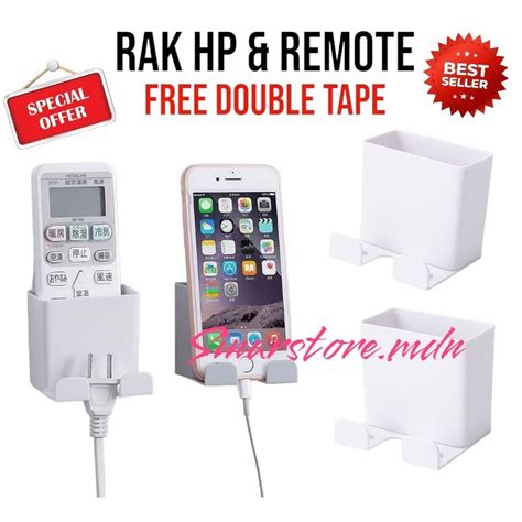 Jual Rak Holder Tempel Dinding 2IN1 Kotak Penyimpanan Tempat Charger