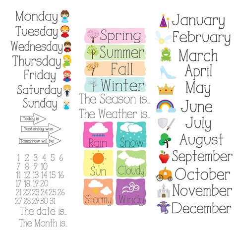 Printable About Today Calendar Learning Fairytale Edition - Etsy