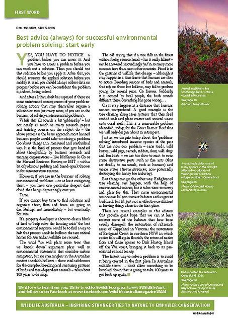 Wildlife Australia Magazine Spring 2023 Editorial By Mike Flickr