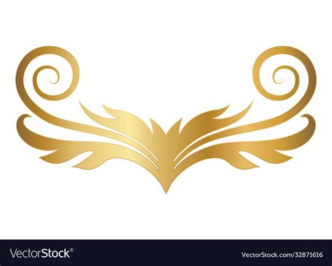 Gold Leaves Shaped Ornament With Curves Royalty Free Vector