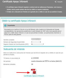 Certificado De Apoyo Infonavit