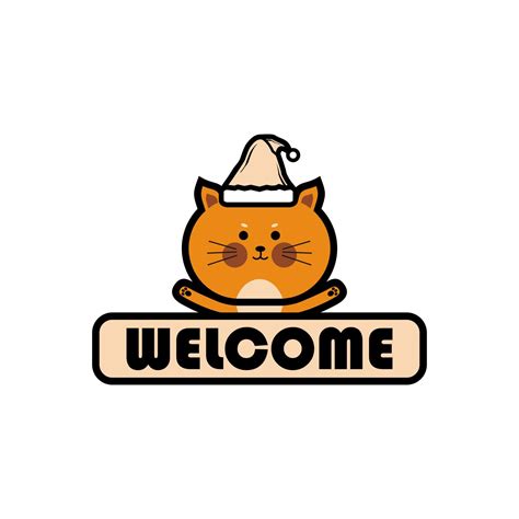 Cute kitten hold a welcome sign, cartoon cat vector 11449427 Vector Art at Vecteezy