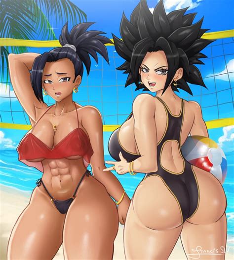 Rule 34 2girls Ass Beach Big Ass Big Breasts Big Butt Breasts Bubble Ass Caulifla Dragon Ball