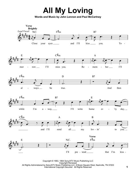 The Beatles All My Loving Sheet Music