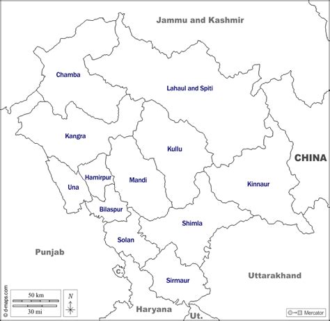 Himachal Pradesh Free Map Free Blank Map Free Outline Map Free Base