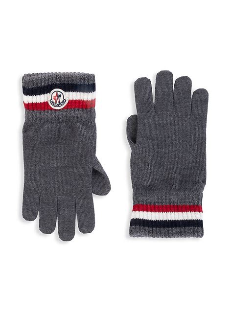 Moncler Virgin Wool Striped Gloves Grey Editorialist