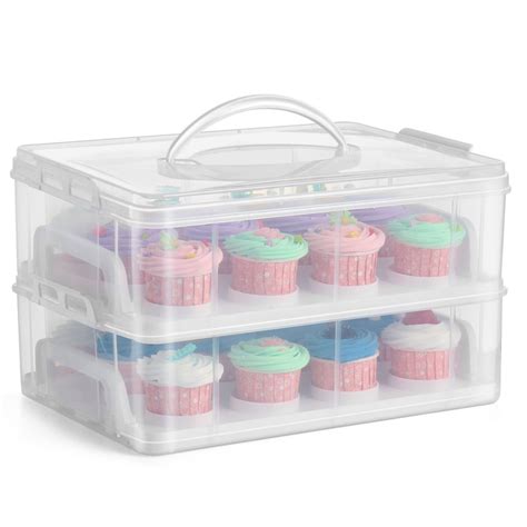 Cupcake Carrier Holder Container Box 24 Slot 2 Tier 24 Cupcakes