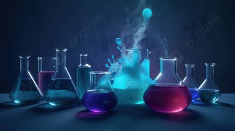 Chemistry Lab In Dark Space With A Blue And Purple Liquid Background ...