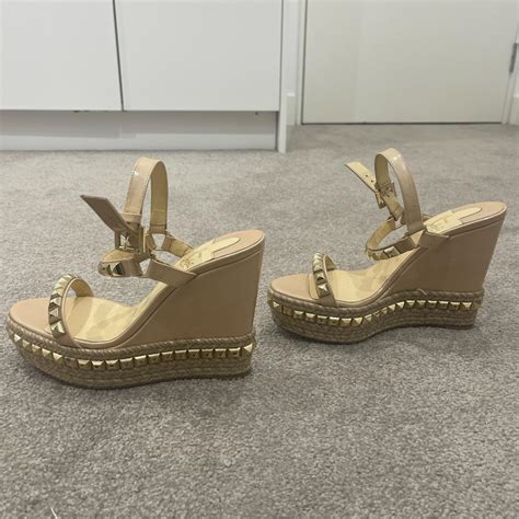 Christian Louboutin Nude Pyraclou Wedges Size Depop