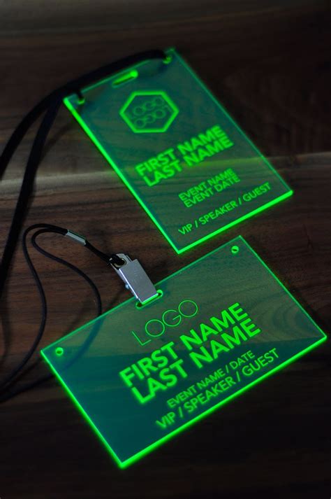 Laser Engraved Fluorescent Green Conference And Event Badges Laser