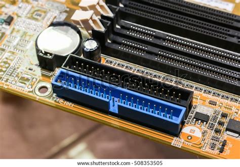 Motherboard Ide Slots Electric Socket Closeup Stock Photo 508353505